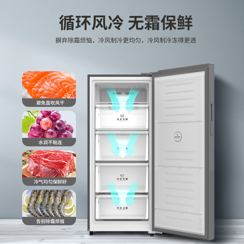 澳柯玛(AUCMA) 196升立式冷柜 冰柜冰箱 旗舰玻璃外观 变频风冷一级能效 -40度低温深冷 BD-196WSPG