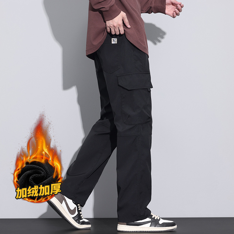 常规加绒可选裤子男士加绒冬季北方保暖防寒休闲工装裤男高清大图