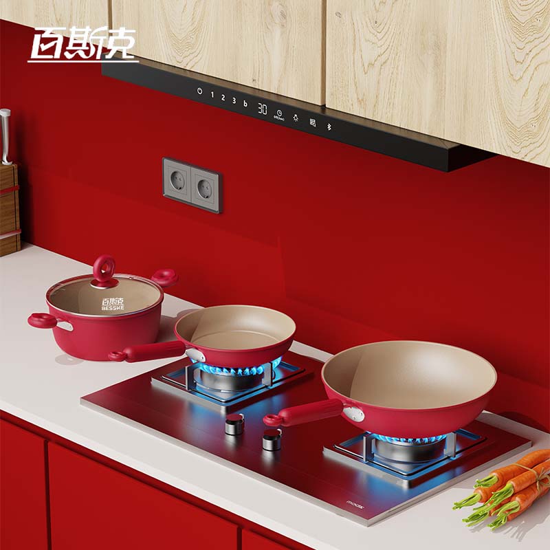 百斯克BSK-GT250506钛有味聚福三件套炒锅30cm+汤锅22cm+煎锅22cm(单位:套)高清大图