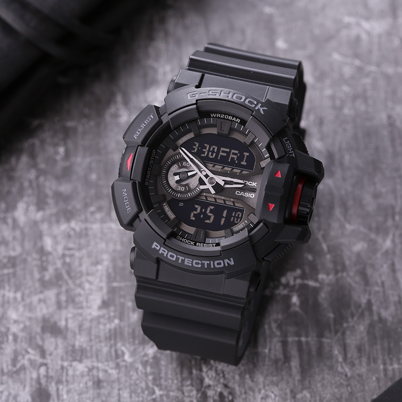 卡西欧(CASIO)手表 G-SHOCK系列 日历黑色 运动 200米防水 电子男士手表GA-400-1B