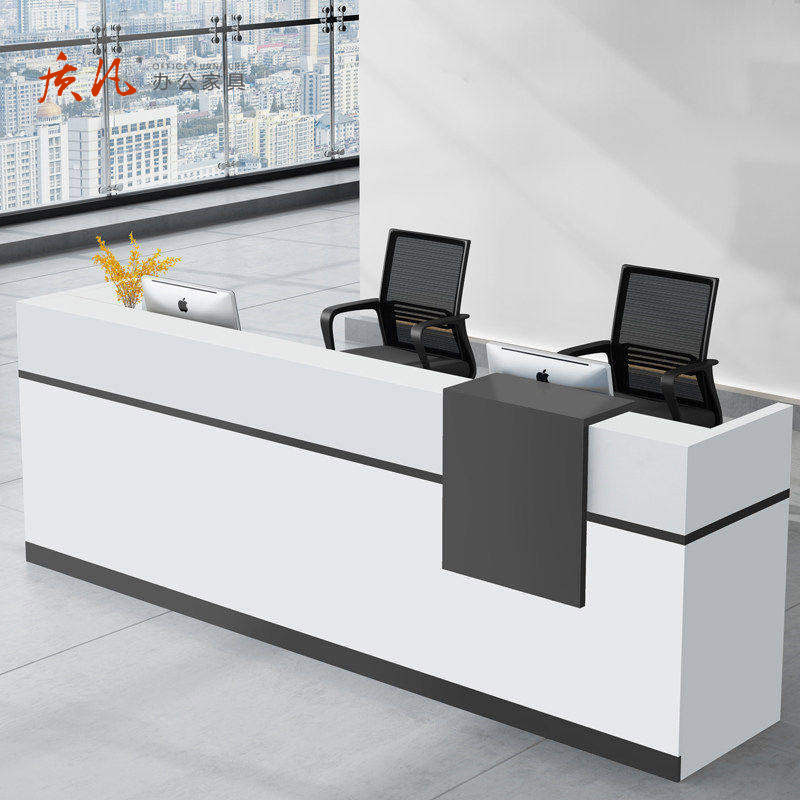 苏宁 质凡 办公家具简约现代木质公司前台接待台 2800x600x1000mm高清大图