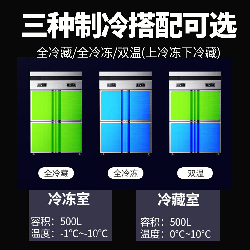 希冷(XILEN)商用冰箱四门冰柜厨房冰箱冷藏冷冻双温大容量六门冰箱不锈钢饭店餐饮冰柜 六门冷藏 风冷款