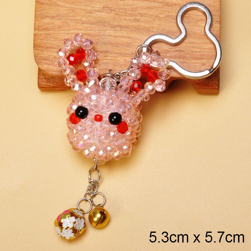 水晶大头兔子粉色材料包手工串珠编织水晶挂件饰品材料包制作创意卡通