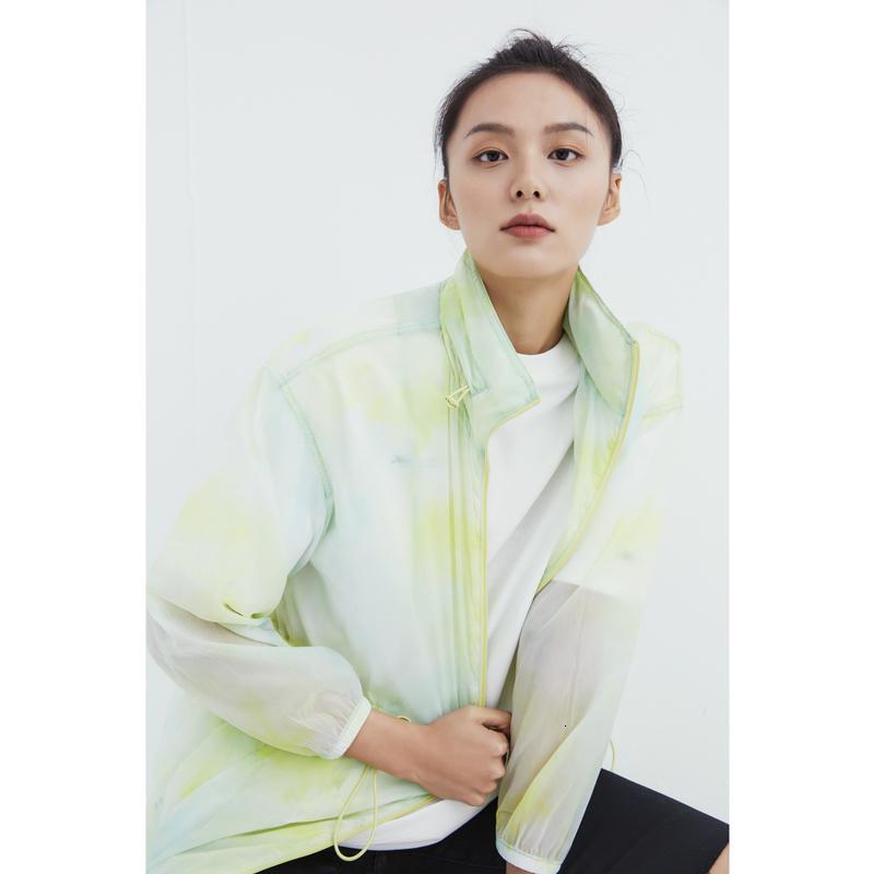 [2件2折价:132]MECITY女装夏季新款时尚青春中长款翻领拉链抽连帽轻薄外套