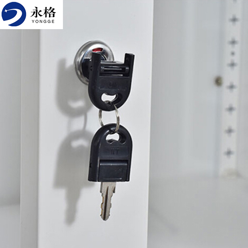 永格文件柜办公柜钢制铁皮柜资料档案储物柜拆装薄边通双节纯白绿色拉手升级加厚款