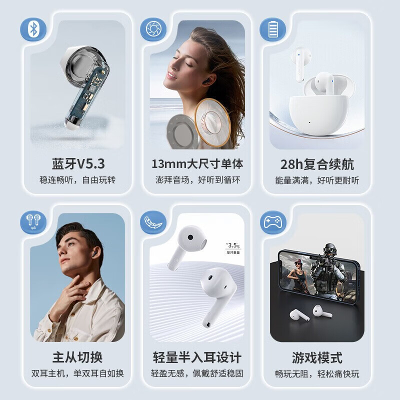 漫步者(EDIFIER) 声迈X2 真无线蓝牙耳机 音乐运动手机耳机 蓝牙5.3高清大图
