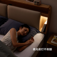 林氏家居北欧简约靠软包卧室实木床1.8米双人床婚床家具组合LS142