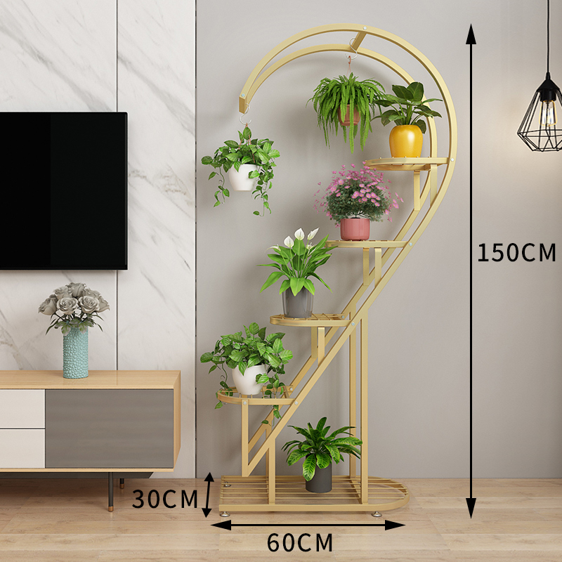 心形花架子室内客厅落地式花盆架花架花几藤印象阳台装饰挂架多层铁艺