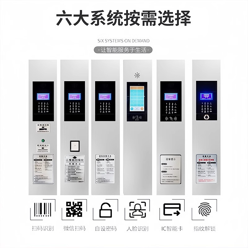 易企采 48门不锈钢存包柜 刷卡指纹超市储物柜快递柜高清大图