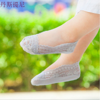 儿童短袜纯棉夏季薄款硅胶防滑女童袜子宝宝隐形浅口公主蕾丝船袜