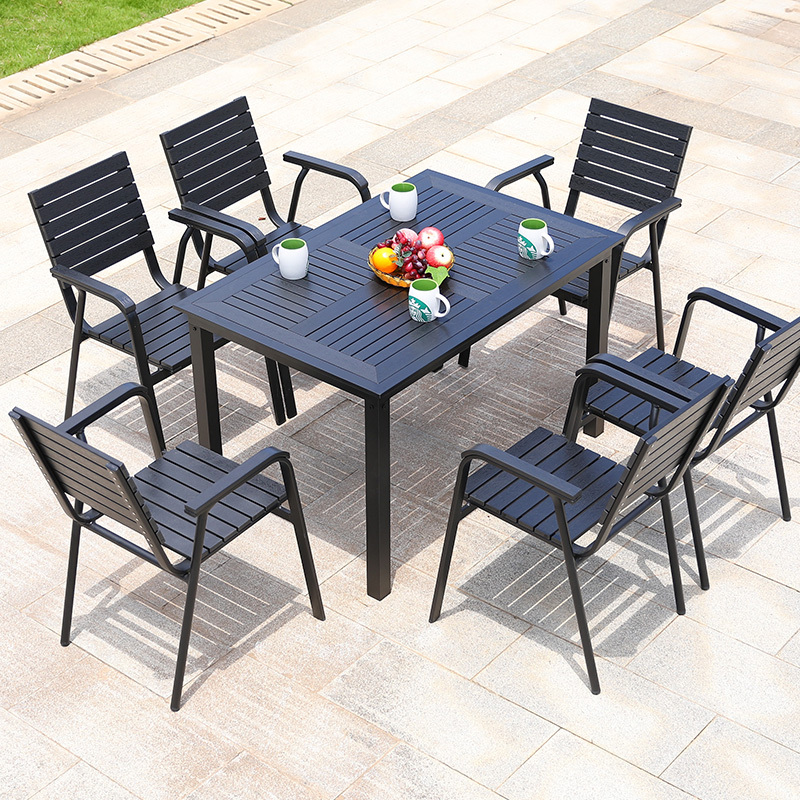 户外桌椅庭院桌椅组合休闲咖啡厅室外露天阳台花园防腐木塑木桌椅5号