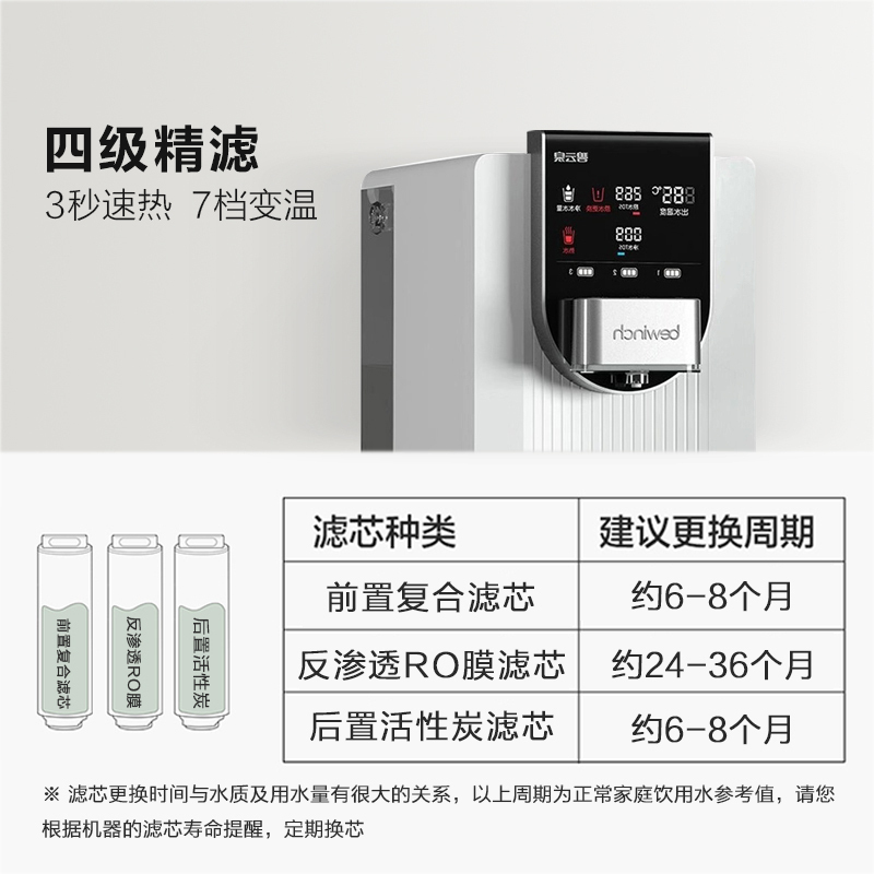 [自营店]碧云泉/bewinch 净水器家用直饮一体机 净化加热智能净饮机 台上式 免安装反渗透净水机 G3-曙光