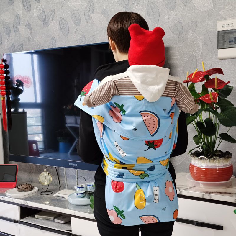 宝宝出行四季通用背带婴儿后背式老式传统背巾四川贵州小孩背裙多蓝色