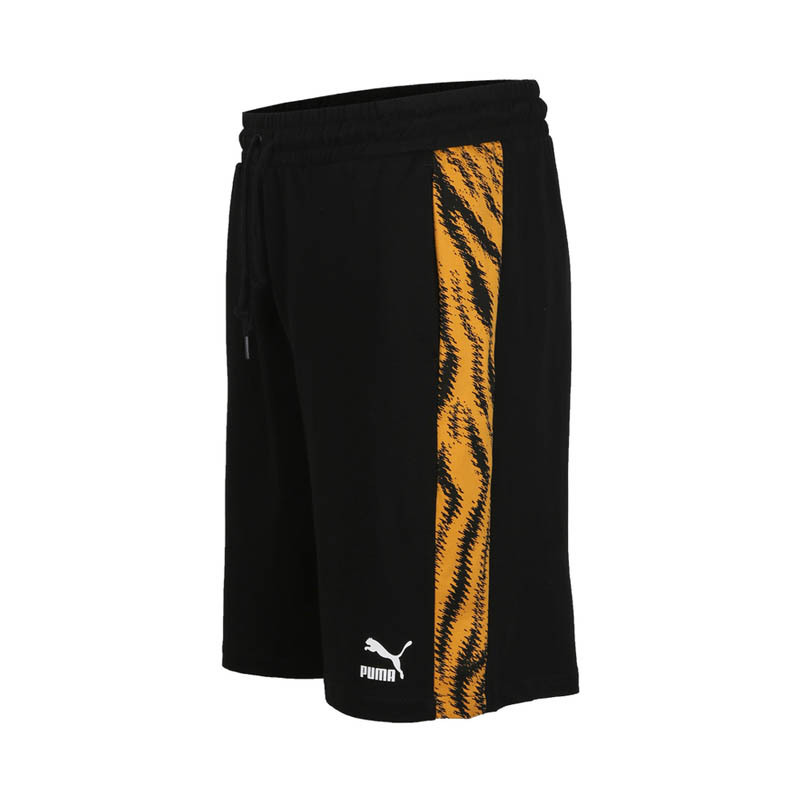 彪马(puma)夏季男士黑黄串标短裤运动休闲跑步五分裤57950901