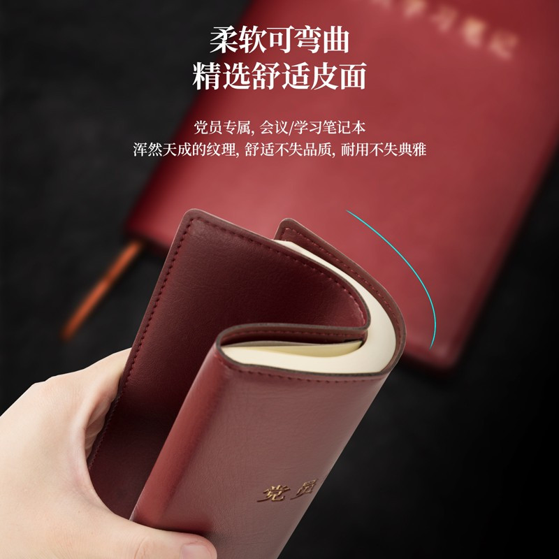 得力(deli)22255党员学习笔记本16K/96页 新记事本会议记录日记本皮面本党员学习笔记本 办公党建用品