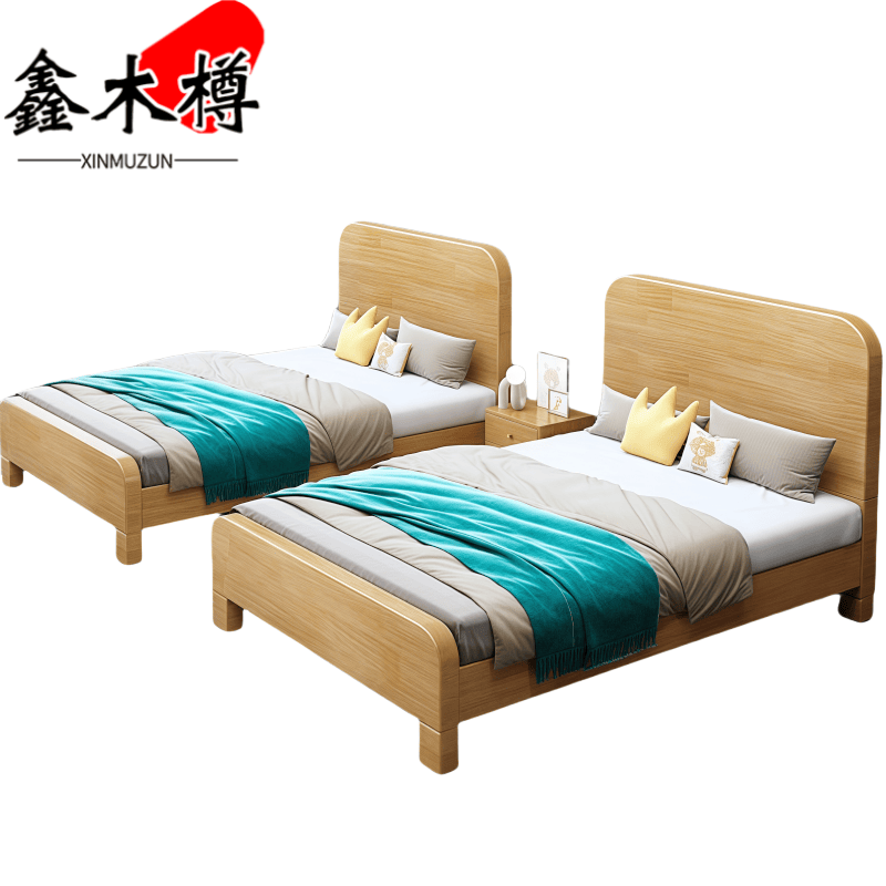 鑫木樽双人床*2+床头柜1200*2000*980mm套高清大图