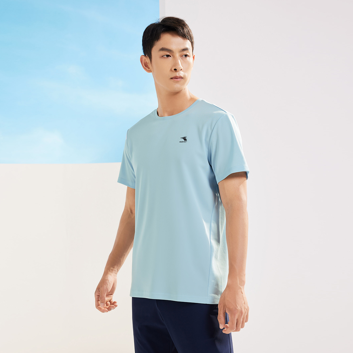 361°运动t恤男夏季新款速干上衣宽松跑步服男士圆领透气短袖652324112V 3XL 铃兰色