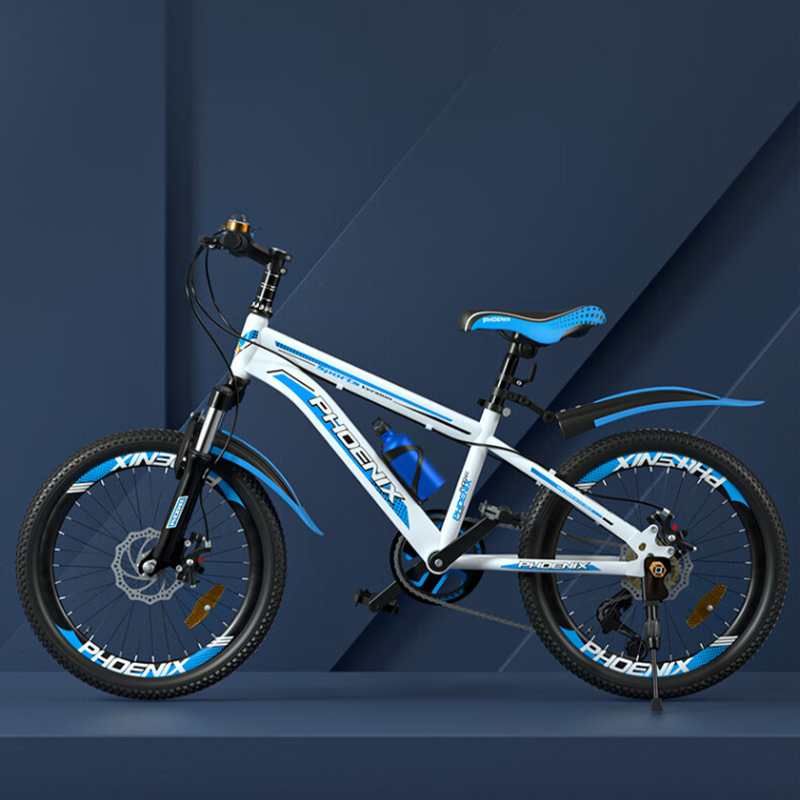 凤凰(PHOENIX) 20寸 7速山地自行车-霸道 (辐条轮)蓝白高清大图