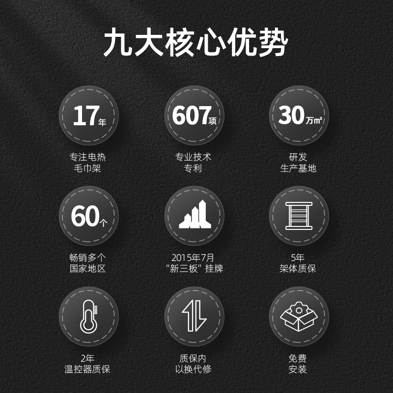 艾芬达 P16-2 电热毛巾架烘干器卫生间防潮置物架智能电加热毛巾烘干架 P16-2