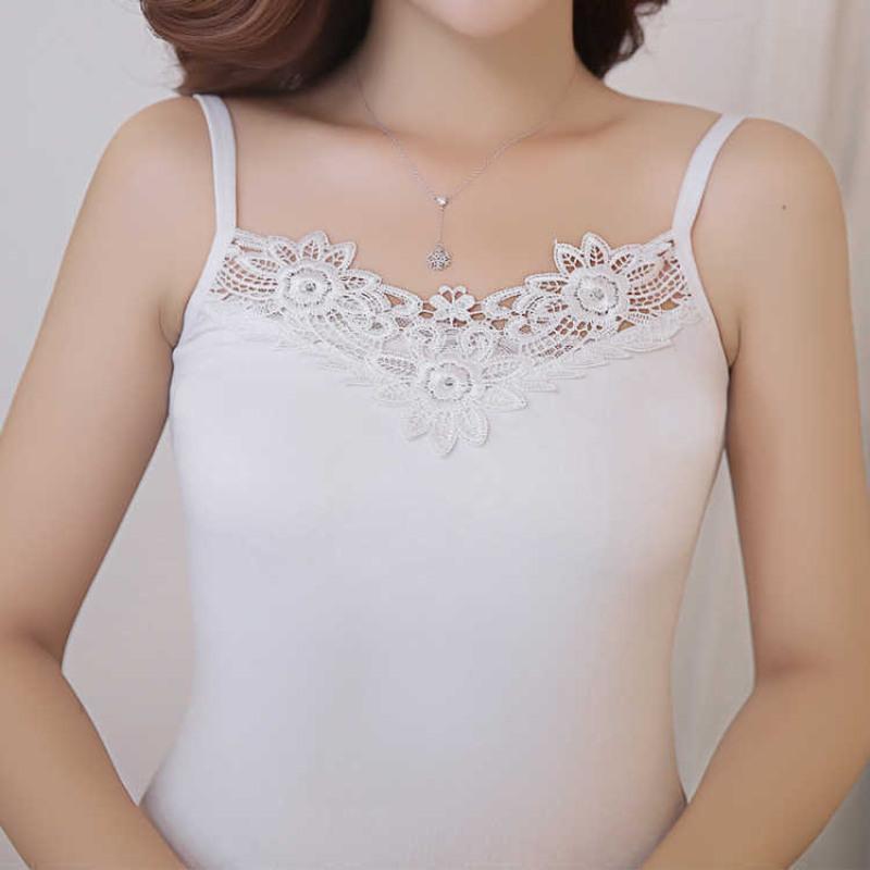 吊带白色 均码 [建议110-160斤] 加大码吊带背心女蕾丝花边弹力修身