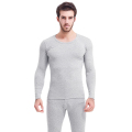 浪莎秋衣秋裤男士莫代尔紧身棉毛衫青年春秋季薄款保暖内衣男套装 175(XL) 浅灰色套装