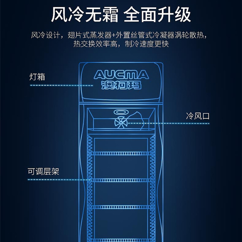 澳柯玛(AUCMA) 展示柜SC-606 606升商用单门冷藏展示柜冰柜保鲜饮料柜啤酒柜超市立式冰箱冰柜饭店餐饮