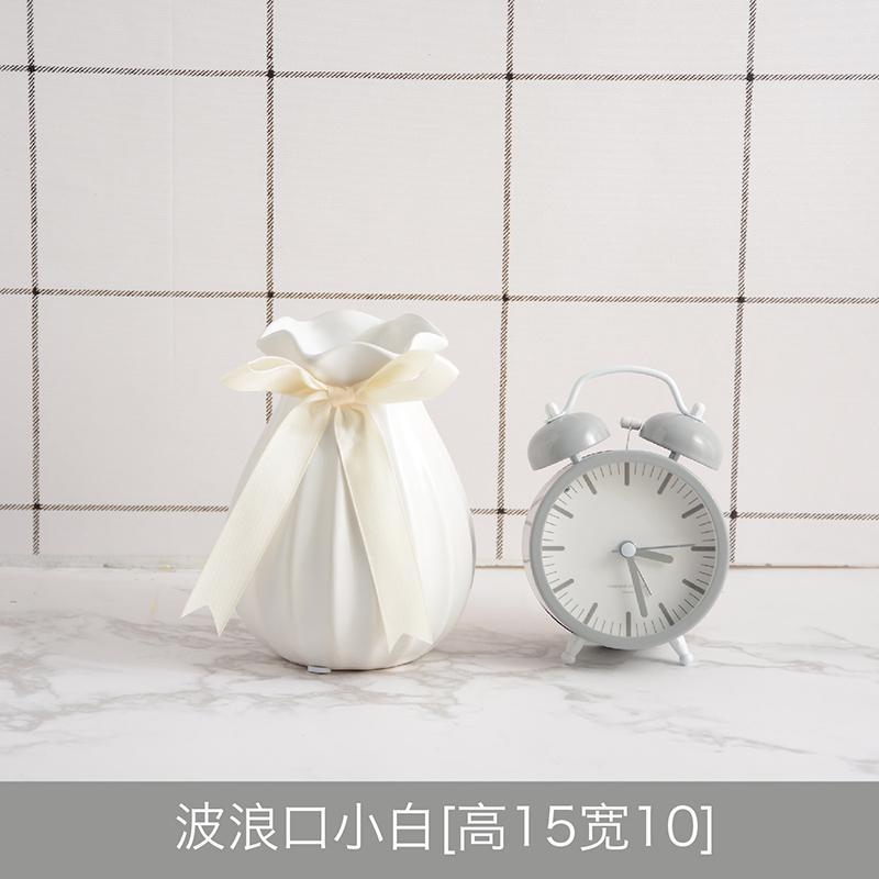 简约陶瓷小花瓶蝴蝶结小清新干花花瓶客厅插花创意摆件家居装饰品 三维工匠 漂流瓶大蓝