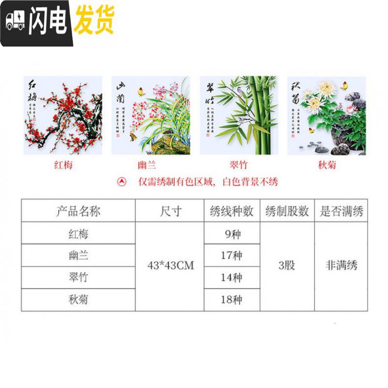 三维工匠2020新款十字绣客厅自己手工绣梅兰竹菊简单线绣小幅小件四 棉线、非满绣-秋菊[43*43CM]线量多百分之三十高清大图