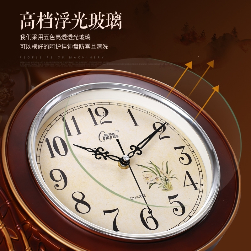 康巴丝客厅挂钟卧室办公静音壁钟表创意中国风福字壁饰