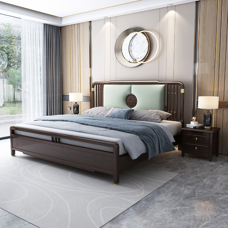 5m1.8米双人床现代中式卧室软靠床高箱抽屉储物床