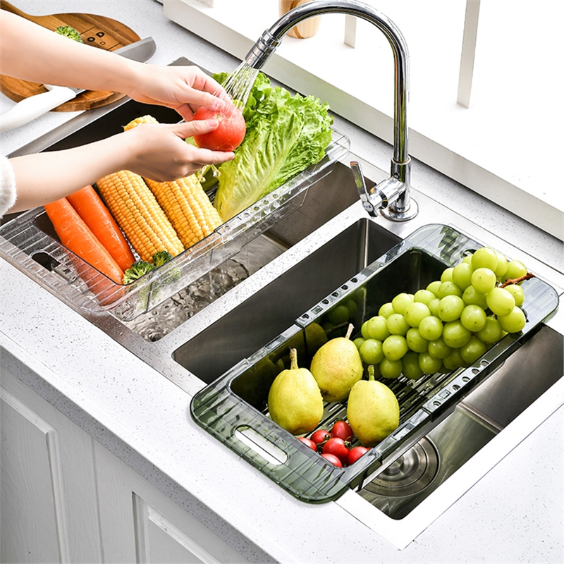 洗菜盆沥水篮藤印象可伸缩厨房淘菜塑料水果盘家用洗碗池水槽收纳筐滤