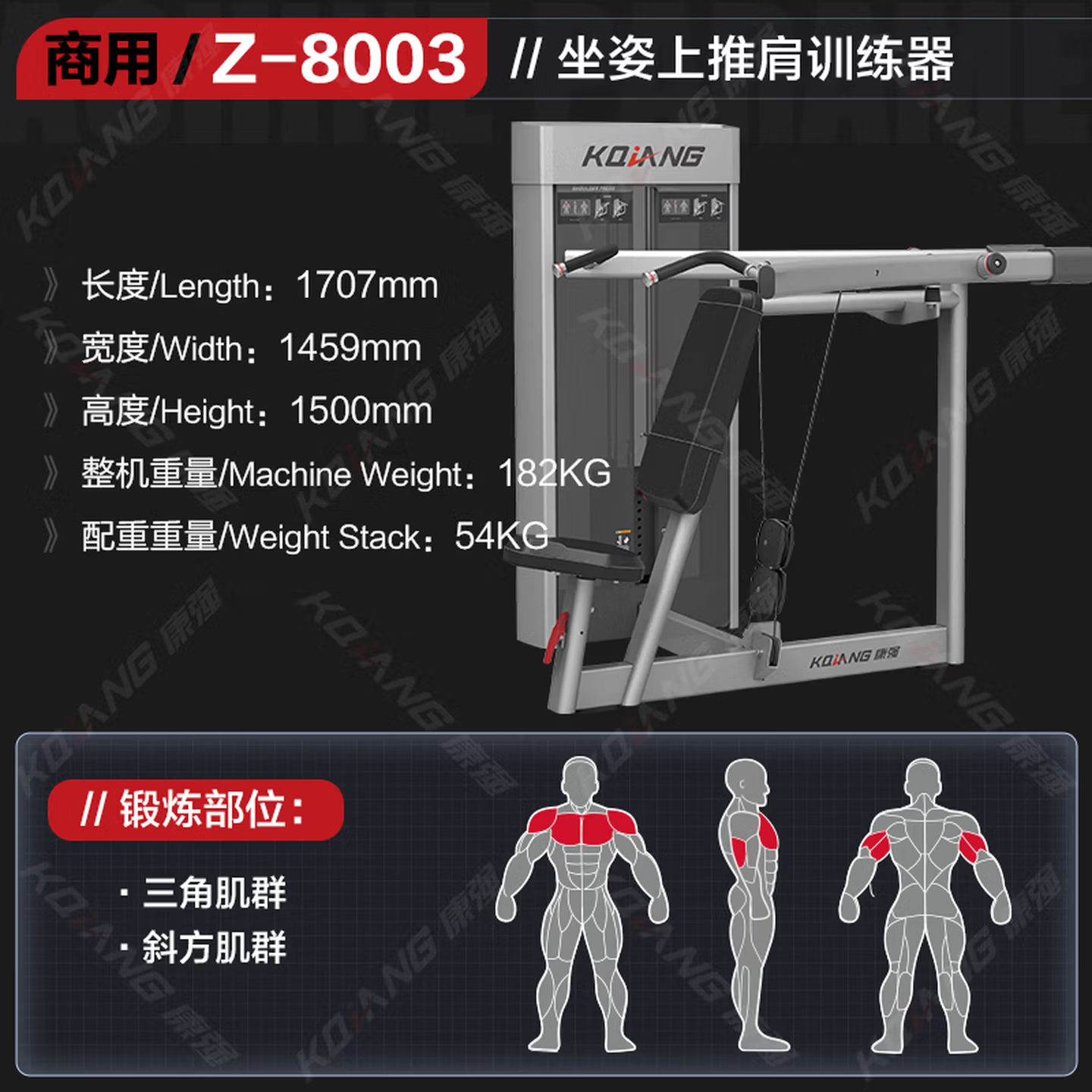 康强坐姿上推肩训练器8003商用健身器材健身房团购综合训练器高清大图
