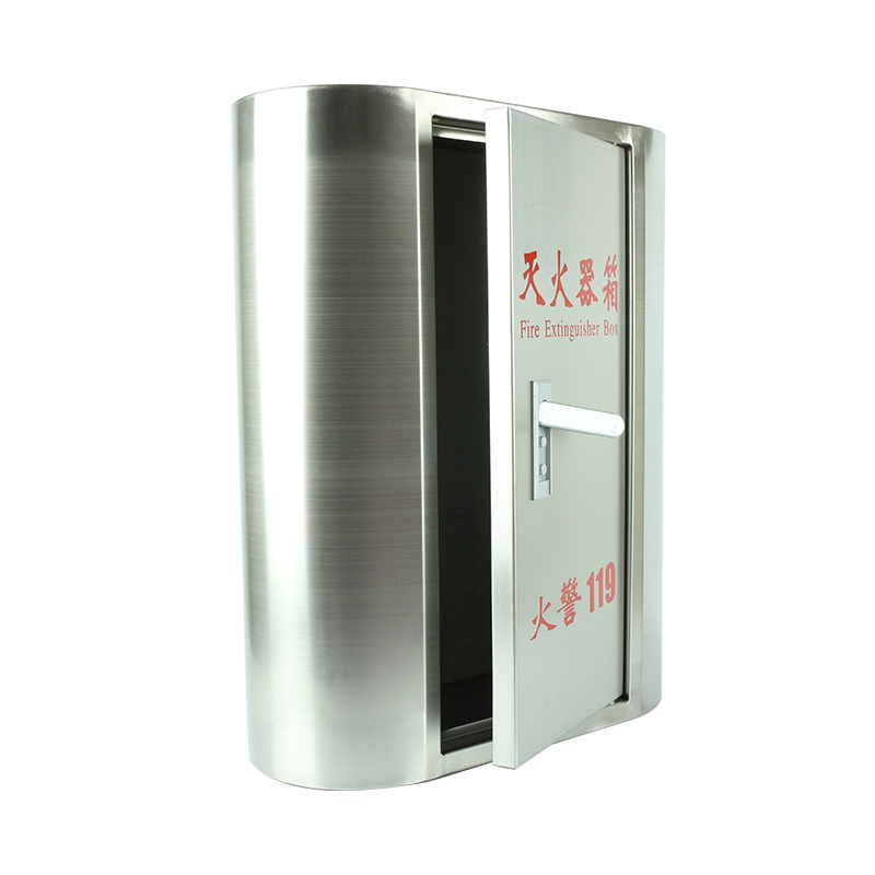 圆弧形201不锈钢灭火器箱5X2消防箱(可放置两个5kg干粉)