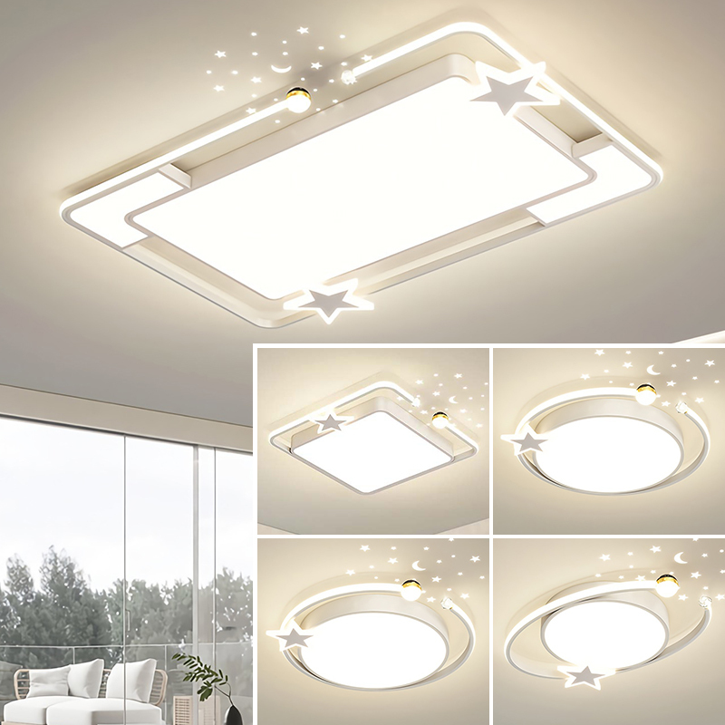 顾家照明led吸顶灯LED客厅灯现代简约卧室灯满天星餐厅灯奶油白灯具套餐