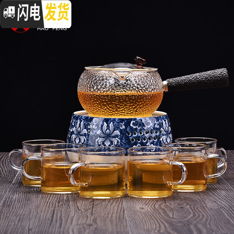 三维工匠耐热加厚玻璃茶壶套装家用泡茶壶煮蒸茶器喝花茶壶茶杯电陶炉 锦上添花电陶炉+阑珊煮茶器
