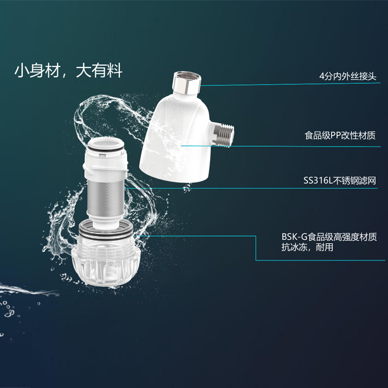 帮客材配 前置过滤器基础款 家用净水器 热水器 洗衣机等通用 自来水过滤器大流量 316不锈钢滤网高清大图