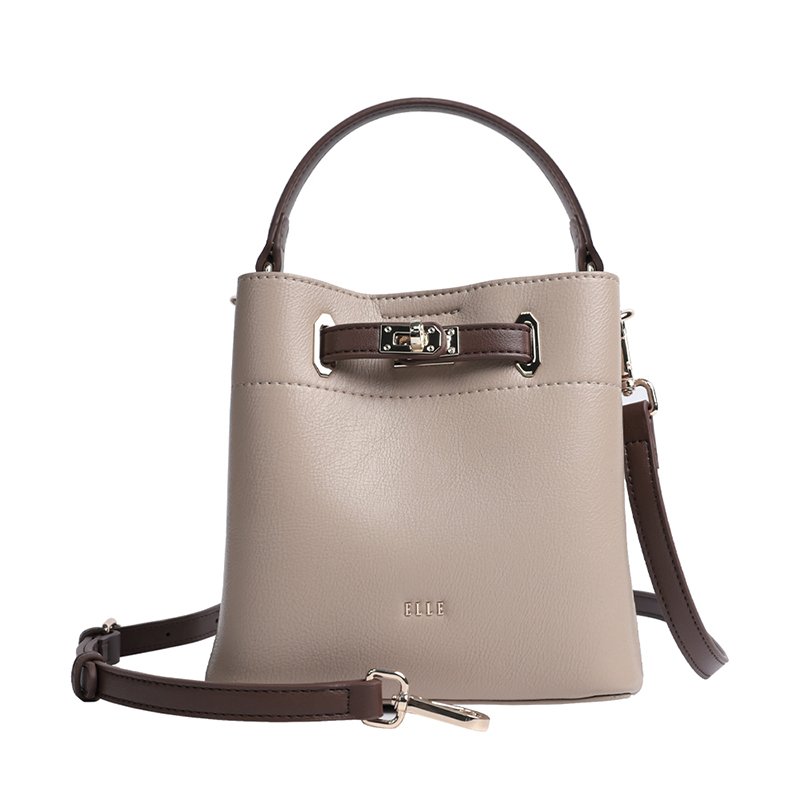 elle通勤水桶包手提斜挎包gh162p90513奶咖色视频