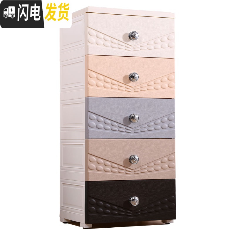 三维工匠宝宝抽屉式收纳柜子多层卡通婴儿童玩具储物柜简易塑料衣柜五斗柜高清大图
