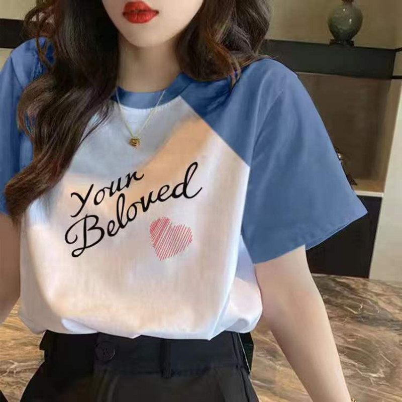 胖mm大码棉质t恤短袖女2022新款夏装宽松显瘦ins潮遮肚插肩袖上衣莎丞