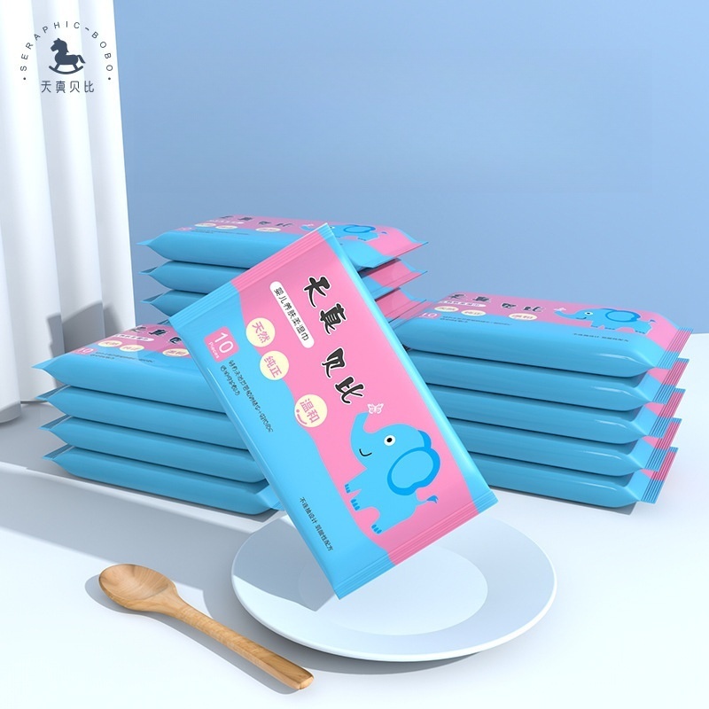 米奇喵天真贝比系列湿巾湿巾婴儿专用手口湿巾纸家用一次性纯水儿童清洁湿纸巾10抽手口清洁湿巾【120*160mm】 3包装