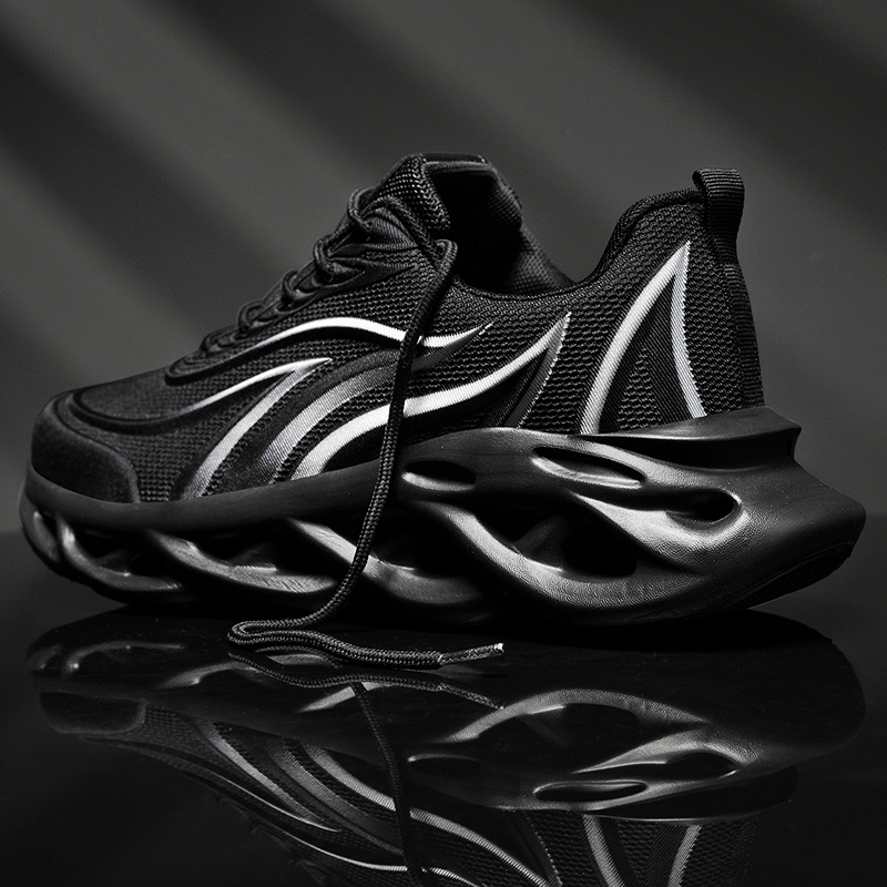 述雅2021夏季新款鞋子男潮鞋青少年学生休闲运动潮流黑色刀锋大码男鞋