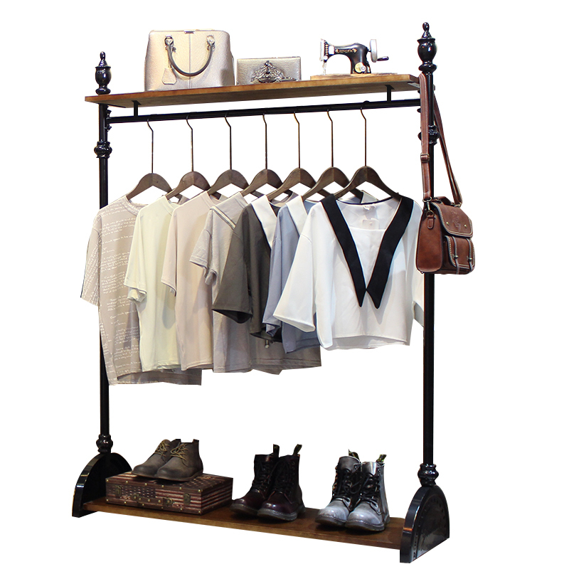 铁艺服装店衣架展示架落地式复古女装店货架卖衣服架子侧挂装饰挂