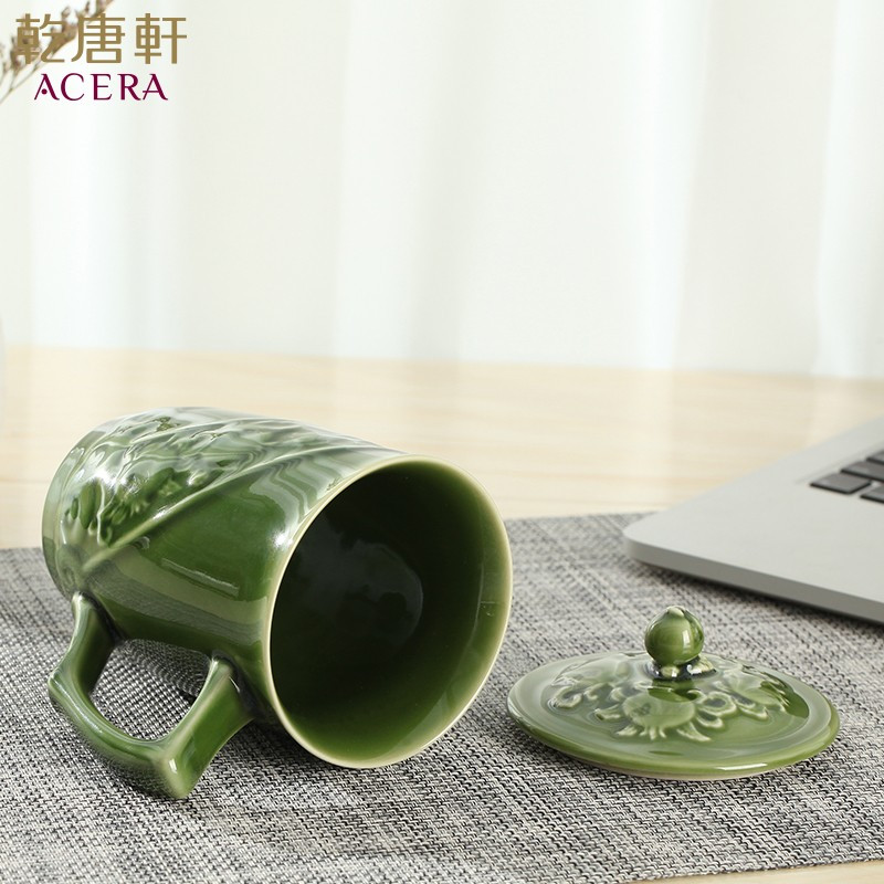 乾唐軒 活瓷杯石榴高杯茶杯 杯子水杯陶瓷杯活瓷杯450ml