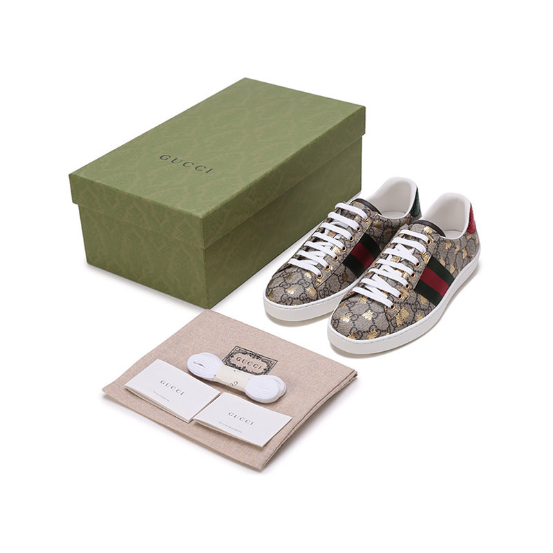 古驰gucci男士ace系列帆布蜜蜂图案系带休闲运动鞋板鞋5489509n050