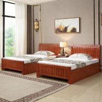 榭邦 办公家具 办公接待床实木床 1500*2000 +1.5米床垫 胡桃色