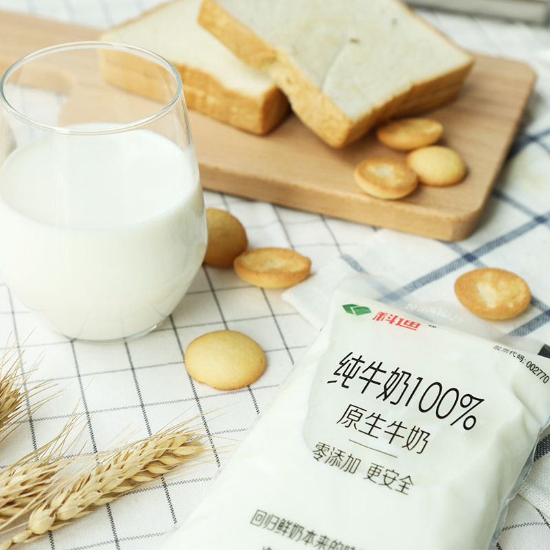 科迪网红小白袋纯牛奶180ml*12袋