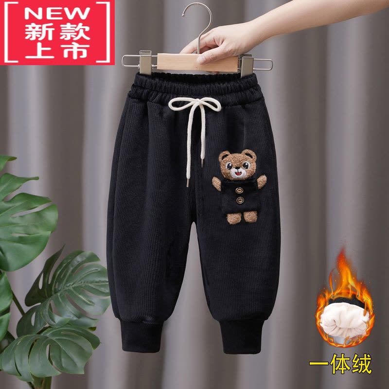 可莉允儿童秋冬加绒长裤男女童一体绒裤子宝宝外穿保暖裤童装新款条绒裤图片