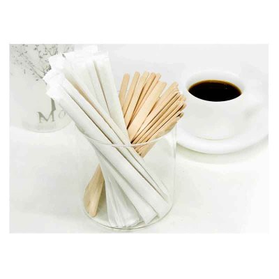 酷括 木质一次性咖啡搅拌棒 纸套 白桦木 无荧光剂 14cm 500支/包