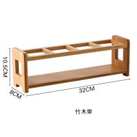 家用油瓶架子方形竹木置物架酱油醋玻璃调味瓶收纳架厨房用品整理 4孔方形竹木架1个(不含瓶体)