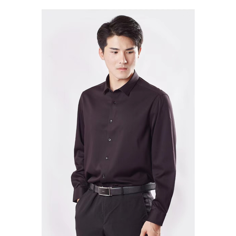 希努尔男装高端纯色衬衣三防时尚职业长袖商务衬衫